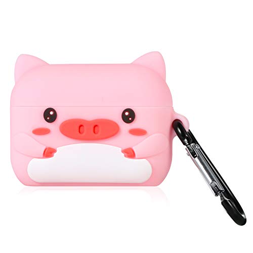 Coralogo Case for Airpods Pro 2019/Pro 2 Gen 2022 Cute, 3D Animal Character Soft Silicone Cartoon Airpod Skin Funny Fun Cool Keychain Design Kids Teens Girls Boys Cover Cases Air pods Pro (Pink Pig)