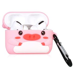 Coralogo Case for Airpods Pro 2019/Pro 2 Gen 2022 Cute, 3D Animal Character Soft Silicone Cartoon Airpod Skin Funny Fun Cool Keychain Design Kids Teens Girls Boys Cover Cases Air pods Pro (Pink Pig)