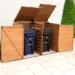 leisure season trsm5937-e horizontal trash and recycling storage-sheds, medium brown