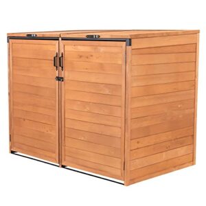 Leisure Season TRSM5937-E Horizontal Trash and Recycling Storage-Sheds, Medium Brown