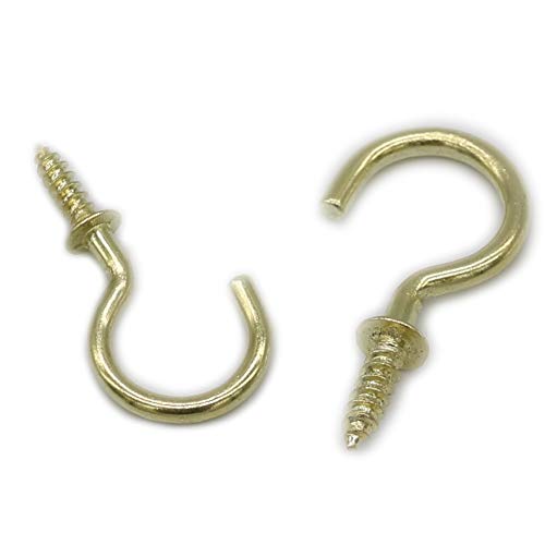 Ceiling Screw Hooks, 200 Pieces 7/8 Inch Cup Hooks Screw-in Hooks for Hanging Plants Mug Arts Decorations, Gold