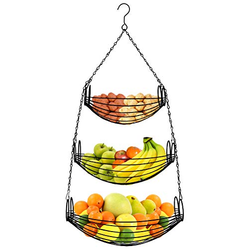 Blue Donuts 3 TIER BLACK HANGING OVAL BASKET