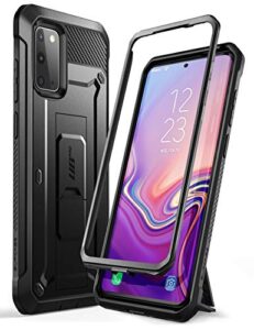 supcase ub pro series designed for samsung galaxy s20 / s20 5g case (2020 release), full-body dual layer rugged holster & kickstand case without built-in screen protector(black)