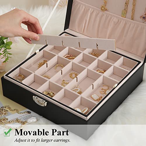 misaya Earrings Jewelry Box Women 50 Slots Jewelry Organizer, Gift for Mom, Earring Holder Organizer for Earrings Rings Necklace, Black