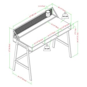 Walker Edison Industrial Mesh Wood Laptop Computer Writing Desk Home Office Workstation Small, 42 Inch, Dark Walnut