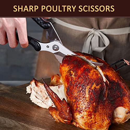 Kitchen Scissors, KOOKTOOL Kitchen Shears Heavy Duty Poultry Shears, Dishwasher Safe Meat Scissors, Kitchen Shears for Chicken, Bone, Poultry, Vegetable, Fish