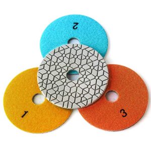 diapro super flexible wet polishing pads 4 inch diamond polishing pads three 3 step polishing pads for granite marble engineered stone and other natural stone