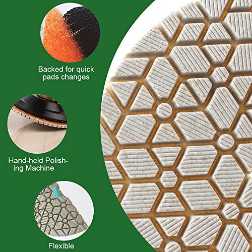 Diapro Super flexible Wet Polishing Pads 4 Inch Diamond Polishing Pads Three 3 Step Polishing Pads For Granite Marble Engineered Stone and other natural stone