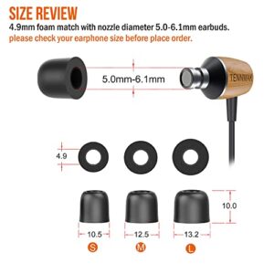 Memory Foam Ear Tips for 4.6-6.1mm Nozzle in-Ear Earphone Eartips Earpad by TENNMAK * 6 Pairs (4.9mm S/M/L)