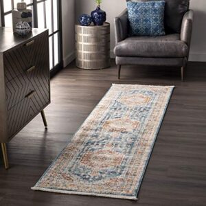 nuloom derya persian vintage runner rug, 2' 6" x 10', blue