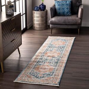 nuLOOM Derya Persian Vintage Runner Rug, 2' 6" x 10', Blue