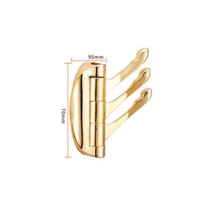 Set of 2 Solid Metal Swivel Hook Heavy Duty Folding Swing Arm Triple Coat Hook with Multi Three Foldable Arms Towel/Clothes Hanger for Bathroom Kitchen Garage Wall Mount Gold, 666