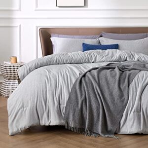 bedsure queen comforter set - grey comforter queen size, soft bedding for all seasons, cationic dyed bedding set, 3 pieces, 1 comforter (88"x88") and 2 pillow shams (20"x26"+2")