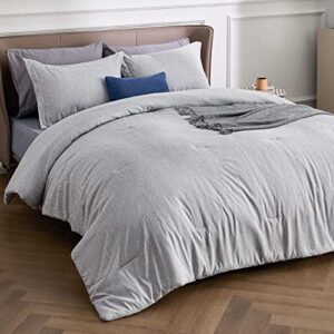 Bedsure Queen Comforter Set - Grey Comforter Queen Size, Soft Bedding for All Seasons, Cationic Dyed Bedding Set, 3 Pieces, 1 Comforter (88"x88") and 2 Pillow Shams (20"x26"+2")