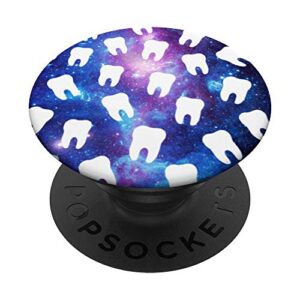dental galaxy tooth pattern dentist hygienist assistant popsockets popgrip: swappable grip for phones & tablets