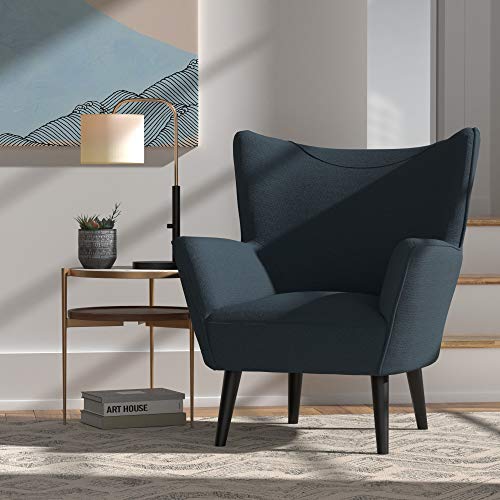 Amazon Brand – Rivet Luna Upholstered Crescent Mid-Century Accent Chair with Tapered Legs, 31.5"W, Teal