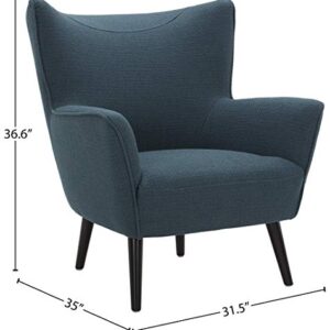 Amazon Brand – Rivet Luna Upholstered Crescent Mid-Century Accent Chair with Tapered Legs, 31.5"W, Teal