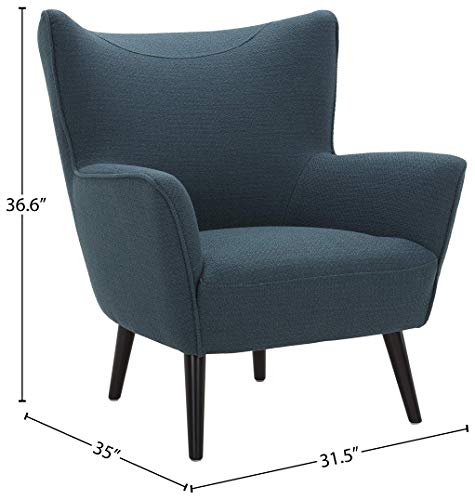 Amazon Brand – Rivet Luna Upholstered Crescent Mid-Century Accent Chair with Tapered Legs, 31.5"W, Teal