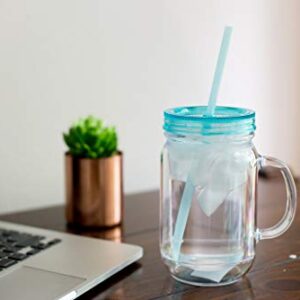 Zephyr Canyon Plastic Mason Jars with Handles, Lids and Straws | 20 oz Double Insulated Tumbler with Straw | 4 Pack Set of 4 | Wide Mouth Mason Jar Mugs | Cups for Kids and Adults…