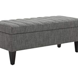 Amazon Brand – Rivet Maple Channel Tufted Upholstered Rectangular Storage Ottoman with a Soft-Close Hinge, 45.3"W, Dark Grey