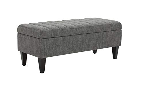 Amazon Brand – Rivet Maple Channel Tufted Upholstered Rectangular Storage Ottoman with a Soft-Close Hinge, 45.3"W, Dark Grey