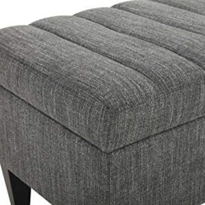 Amazon Brand – Rivet Maple Channel Tufted Upholstered Rectangular Storage Ottoman with a Soft-Close Hinge, 45.3"W, Dark Grey