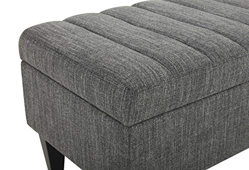 Amazon Brand – Rivet Maple Channel Tufted Upholstered Rectangular Storage Ottoman with a Soft-Close Hinge, 45.3"W, Dark Grey