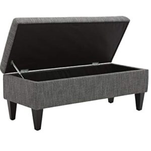 Amazon Brand – Rivet Maple Channel Tufted Upholstered Rectangular Storage Ottoman with a Soft-Close Hinge, 45.3"W, Dark Grey