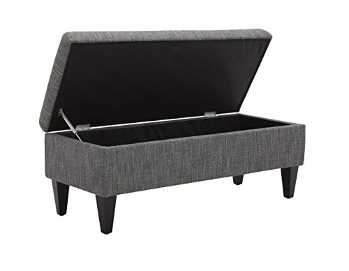 Amazon Brand – Rivet Maple Channel Tufted Upholstered Rectangular Storage Ottoman with a Soft-Close Hinge, 45.3"W, Dark Grey