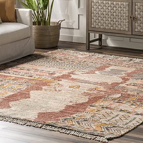 nuLOOM Hermina Flatweave Tribal Jute Area Rug, 6' Round, Multi