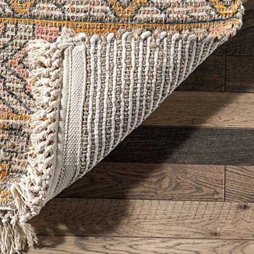 nuLOOM Hermina Flatweave Tribal Jute Area Rug, 6' Round, Multi