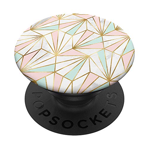 Cell Phone Button Pop Out Holder Light Teal and Pink White PopSockets PopGrip: Swappable Grip for Phones & Tablets