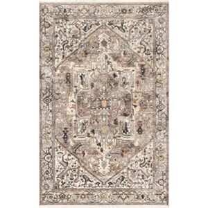 nuLOOM Harriet Vintage Medallion Fringe Accent Rug, 2' x 3', Light Brown