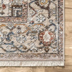 nuLOOM Harriet Vintage Medallion Fringe Accent Rug, 2' x 3', Light Brown