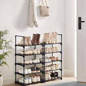 SONGMICS Shoe Rack, 10 Tier Shoe Organizer, Metal Shoe Storage Shelf for 20 Pairs of Shoes, Easy to Assemble, Entryway, Black ULSA25BK