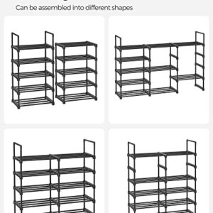 SONGMICS Shoe Rack, 10 Tier Shoe Organizer, Metal Shoe Storage Shelf for 20 Pairs of Shoes, Easy to Assemble, Entryway, Black ULSA25BK