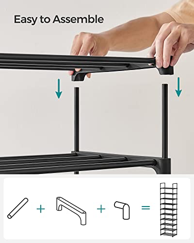 SONGMICS Shoe Rack, 10 Tier Shoe Organizer, Metal Shoe Storage Shelf for 20 Pairs of Shoes, Easy to Assemble, Entryway, Black ULSA25BK