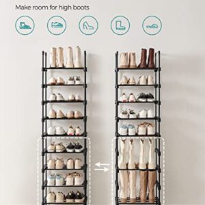 SONGMICS Shoe Rack, 10 Tier Shoe Organizer, Metal Shoe Storage Shelf for 20 Pairs of Shoes, Easy to Assemble, Entryway, Black ULSA25BK