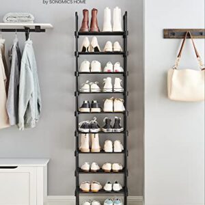 SONGMICS Shoe Rack, 10 Tier Shoe Organizer, Metal Shoe Storage Shelf for 20 Pairs of Shoes, Easy to Assemble, Entryway, Black ULSA25BK