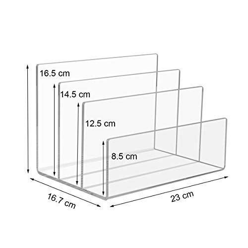 NIUBEE Acrylic File Holder, 3 Sections Clear Office Desk File Sorter, 9-Inch Wide x 6.5-Inch Deep x 6.5-Inch High.