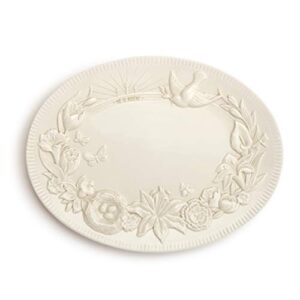 spring he is risen glossy white 17 x 13 ceramic earthenware easter platter
