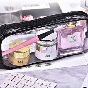 Rolybag Clear PVC Zipper Pen Pencil Bag,Portable Travel Toiletry Bag Waterproof Makeup Cosmetic Bag for Travel Home Office Makeup Brushes Storage (Black &White)