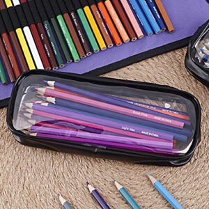 Rolybag Clear PVC Zipper Pen Pencil Bag,Portable Travel Toiletry Bag Waterproof Makeup Cosmetic Bag for Travel Home Office Makeup Brushes Storage (Black &White)