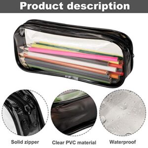 Rolybag Clear PVC Zipper Pen Pencil Bag,Portable Travel Toiletry Bag Waterproof Makeup Cosmetic Bag for Travel Home Office Makeup Brushes Storage (Black &White)