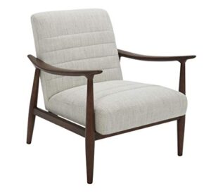 amazon brand – rivet spear mid-century modern channel tufted accent chair with wood arms, 29.1"w, ivory-grey