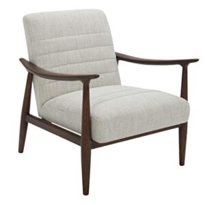 Amazon Brand – Rivet Spear Mid-Century Modern Channel Tufted Accent Chair with Wood Arms, 29.1"W, Ivory-Grey