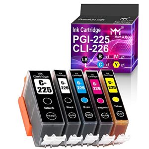 5-pack (large black, small black, cyan, magenta, yellow) compatible pgi225 cli226 pgi-225 cli-226 ink cartridge used for pixma mg5220 mg6120 mg5320 mx882 mx712 ip4920 printer, by muchmore