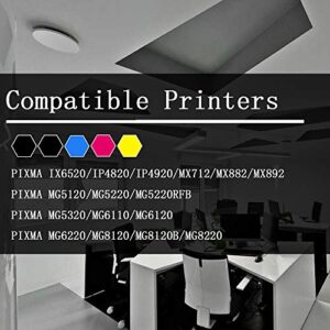5-Pack (Large Black, Small Black, Cyan, Magenta, Yellow) Compatible PGI225 CLI226 PGI-225 CLI-226 Ink Cartridge Used for PIXMA MG5220 MG6120 MG5320 MX882 MX712 IP4920 Printer, by MuchMore