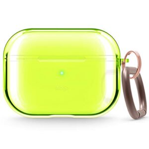 elago compatible with airpods pro case clear - high rating, tpu transparent shockproof, protective case cover with keychain, gel tape included, wireless charging [neon yellow]