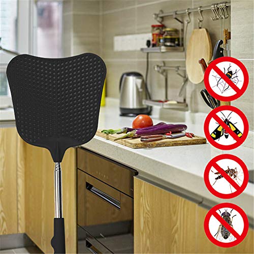 Foxany Telescopic Fly Swatters, Durable Plastic Fly Swatter Heavy Duty Set, Telescopic Flyswatter with Stainless Steel Handle for Indoor/Outdoor/Classroom (2 Pack)
